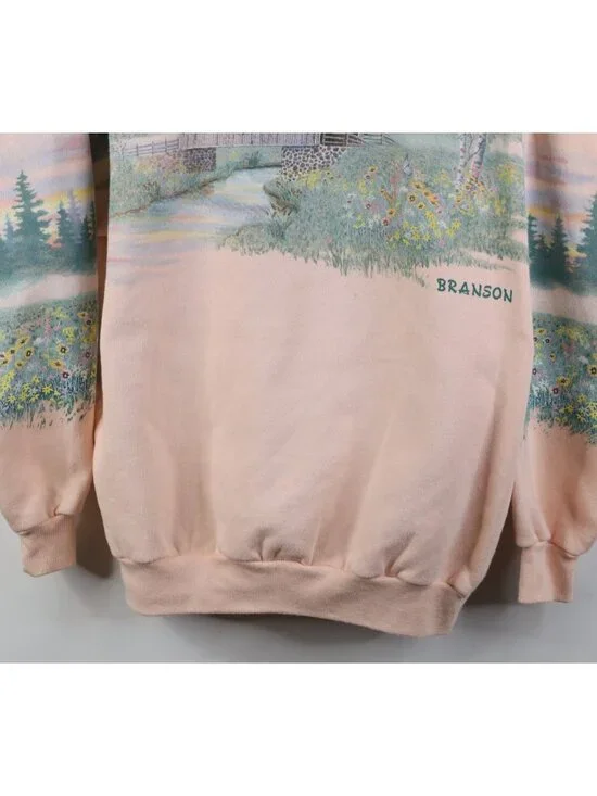 Vintage 90s Streetwear Womens Large Branson All Over Print Flower Sweatshirt USA - Picture 3 of 14